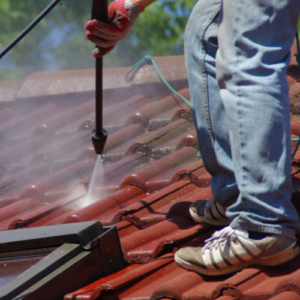 Roof soft washing pressure
